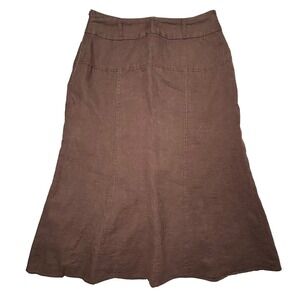 Richard Malcolm Brown Linen Blend A-Line Midi Skirt Womens 8 Western Boho Flare
